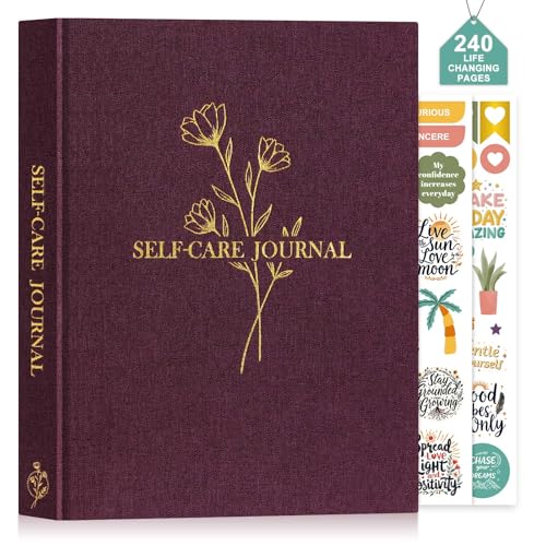 Lanpn Self Care Journal for Women, Self Love Guided Journals with Prompts, Daily Reflection Wellness & Gratitude Planner, 5 Minute Mental Health Notebook, Mindfulness Mood Log, 240 Pages, Purple - color: Purple