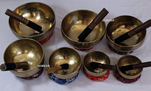 Tibetan old Antique Himalayan 7 Metal Singing Bowls Chakra set