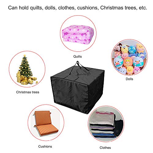 Zulux Outdoor Cushion Storage - Durable 210D Patio Cushion Bag with Zippered Closure and Handles - 32" x 32" x 24" Capacity - color: Black