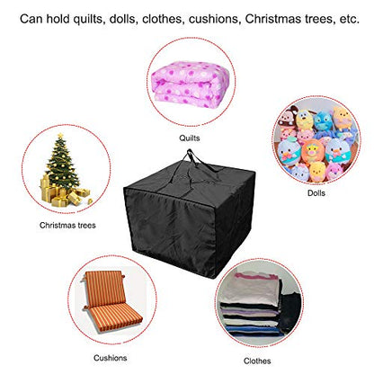 Zulux Outdoor Cushion Storage - Durable 210D Patio Cushion Bag with Zippered Closure and Handles - 32" x 32" x 24" Capacity - color: Black