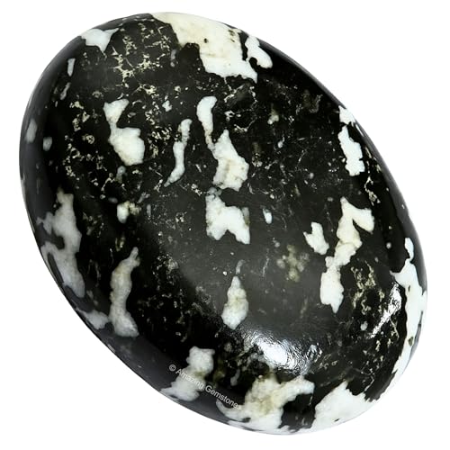 Amazing Gemstone Black and White Tourmaline Crystals and Healing Stones - Large Palm Stone Crystals Piedra - Crystal for Good Luck, Positive Energy, Meditation - Unique Stocking Stuffers, Gifts Women - color: Black & White Tourmaline