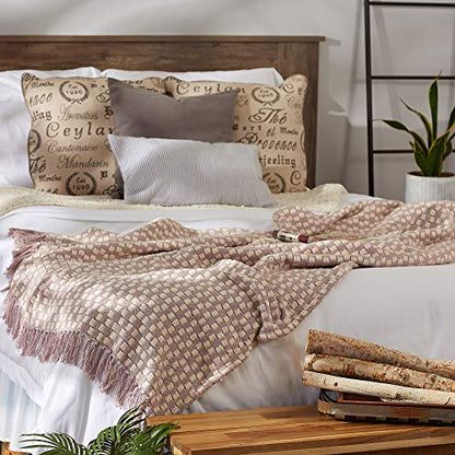 DII Urban Check Collection Cotton Throw Blanket, 50x60, Dusty Lilac