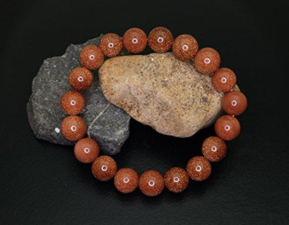Falari 10mm Natural Semi Precious Gemstone Stretch Bracelet Unisex - color: Goldsand Stone