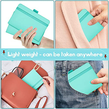 Laumoi Small Notebooks A6 Pocket Journals 3.5 x 5.5 Inch Small Leather Notebook Mini Ruled Lined Journal with Elastic Band Pen Holder Page Marker Ribbons(Light Blue,40 Pieces) - color: Light Blue