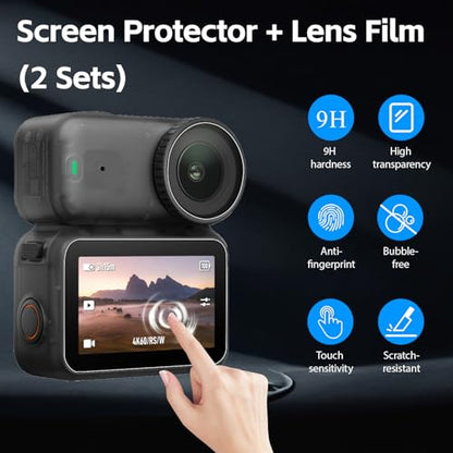 Osmo Nano Accessories Kit, Mini Carrying Case for DJI Osmo Nano/Xtra Atto, With 2pcs Silicone Lens Cap, Lens Screen Protectors (4 Pack) PU Portable Storage Bag for DJI Nano Camera - style: For Dji Osmo Nano / Xtra Atto