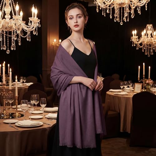 Pashmina shawls and wraps for Evening Dresses Scarf for Women Winter Shawl Wraps for Women Weedings - color: Purple