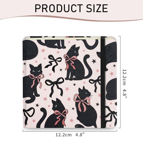 Mifuner 4.8x4.8in 80gsm Mini Notebooks Art Blank Pages Sketchbooks Travel Journal Pocket Hardcover Paint Writing Notebook Blank Diary Memo Planner Sketchbook Fabric Cover.Black Cat - color: Cloth-Black Cat