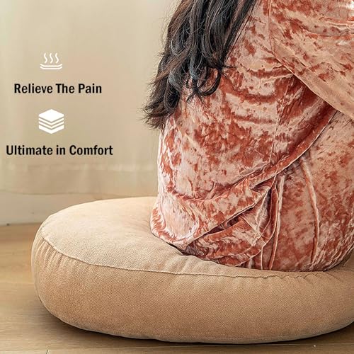 WJXBoos Round Floor Pillows,Extra Thick Large Cushion Pillows Seating Flax Tufted Corduroy Indoor Outdoor Seat Cushion Floor Seat Pads for Bay Window Tatami (Light Blue,17"x17"x5")