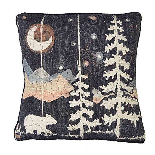 Donna Sharp Moonlit Bear Cotton Decorative Throw Pillow - Pillows for Couch, Sofa, Beds, and Chairs - Includes 18" x 18" Square Pillow - color: Moonlit Bear