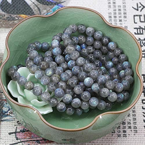 Keleny Gem Semi Precious Gemstones 8mm Round Beads Crystal Stretch Bracelets 7 Inch Unisex - color: Grey Labradorite
