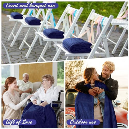 Buryeah 12 Pcs Flannel Throw Blanket Bulk 50 x 60 in Sleepover Blanket Outdoor Wedding Throw Lightweight, Oeko-tex Standard 100 Certified for Sofa Homeless Gifts (Navy) - color: Navy