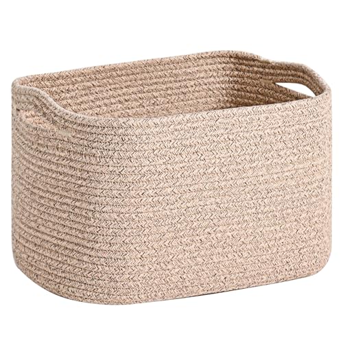 ICERZCZ Woven Cotton Rope Storage Basket for Organizing, Cute Decorative Baskets for Gifts Empty, Organizer Bins for Dog Toy, Baby Laundry, 17“×13”×9.5“, Brown - color: Brown, size: 17“(L)×13”(W)×9.5“(H)
