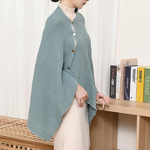 Shawl Wraps Women Fashion Knitted Shawls and Wraps Cardigan Cape Crochet Winter Shoulder Top Sweater Shawl Scarf - color: A Green
