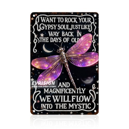 Retro Vintage Metal Tin Sign Home Bar Cafe Garage Office Decor For Home Decor Fans Any Space Occasion Living Room Kitchen Wall Art 8x12inch - color: Dragonfly5, size: 20X30cm(8x12inch)