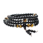108 Beads Obsidian Stone Mala Bracelet Necklace - style: Red Tiger Eye & Onyx