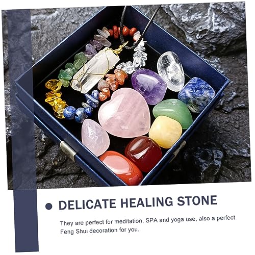 Decorative Healing Stones Set Portable Crystal Massage Stones for Chakra Balancing Stress Relief and Meditation Gift Box Included for Mindfulness and Relaxation