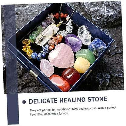 Decorative Healing Stones Set Portable Crystal Massage Stones for Chakra Balancing Stress Relief and Meditation Gift Box Included for Mindfulness and Relaxation