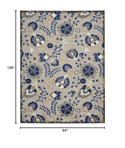 Nourison Home Aloha Natural Blue 7'10" x 10'6" Area Rug - Easy Clean, Non Shedding, Bed Room, Living Room, Dining Room, Kitchen (8' x 11') - color: Natural Blue, size: 7'10" x 10'6" (Rectangular)