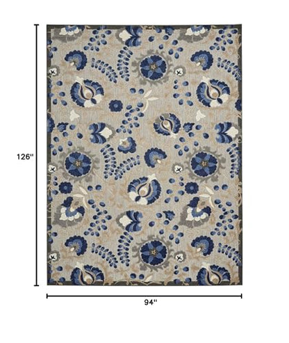 Nourison Home Aloha Natural Blue 7'10" x 10'6" Area Rug - Easy Clean, Non Shedding, Bed Room, Living Room, Dining Room, Kitchen (8' x 11') - color: Natural Blue, size: 7'10" x 10'6" (Rectangular)