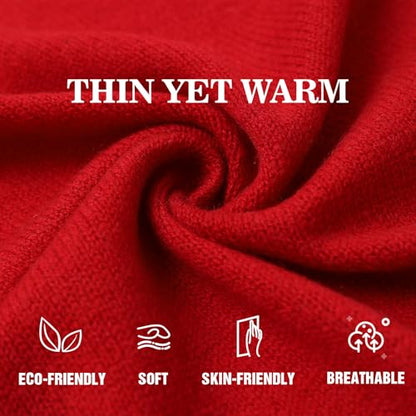Cashmere Blend Shawl Wraps for Women,Cashmere Poncho Pashmina for Women Travel Scarf for All-Season with Gift Box - color: Red