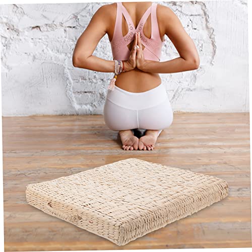 Mikinona 1pc Straw Yoga Mat Thicken Meditation Seat Pillow Home Decorative Square Cushion Thick Japanese Style Cushion