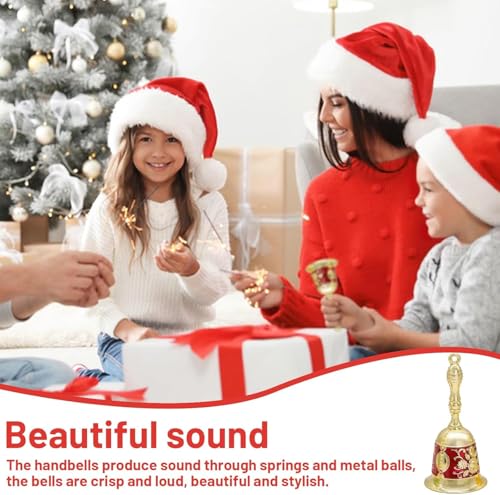Handbell, Small Hand Bell Hand Call Bells Wedding Bells, Table Bell Service Bell for Restaurant, Hotel, Shops, Pet Training Bell, Christmas Bells (Golden Red)