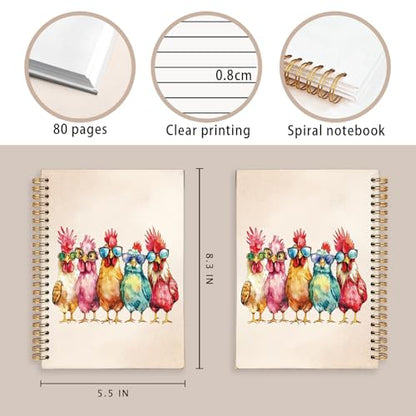 LIANGW Funny Chicken Notebook Journal for Kids, Gifts for Funny Chicken Lovers, Cute Animal Notebook Journal for School Women Teen Girls Kids, Hardcover Spiral Notebook 5.5x8.3 Inch - color: 01-funny chicken (kids)