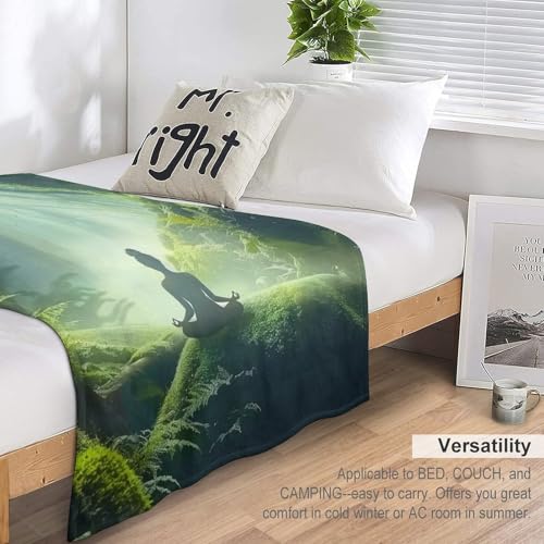 Woman Meditation Jungle Green Ultra Soft Flannel Fleece Bed Blankets Lightweight Cozy Throw Blanket Room Decor for Couch Chair Bedroom Adults Bedding Cozy Blanket Outdoor Travel Blankets 30"x4 - size: 40L" x 30W"