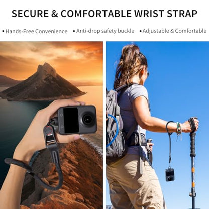 Carrying Case Compatible with DJI Osmo 360, Hard Shell EVA Storage Bag with 9H Tempered Glass Screen Protector, Wrist Strap, Carabiner and Quick Release Buckle, Portable Travel Accessories Kit
