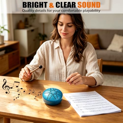 Mini Steel Tongue Drum 3 Inch 6 Notes Steel Drum Instrument, Ethereal Drum for Kids Adults, Handpan Drum for Meditation Sound Healing - color: Green