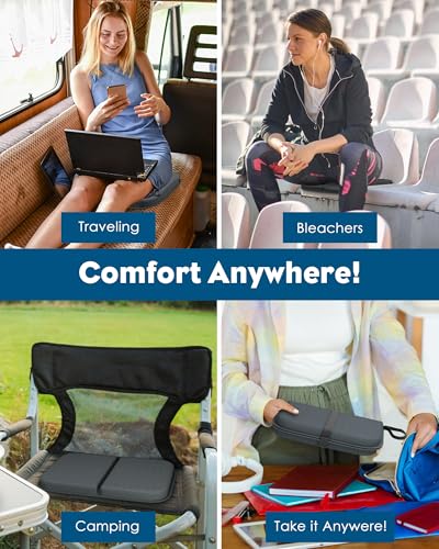 Gel Seat Cushion, Portable Travel Cushion for Long Sitting, Thick & Foldable, 14.5" x 10.5" Large Size Chair Seat Cushion for Office Chair Car Wheelchair, Relief Sciatica Coccyx Pain