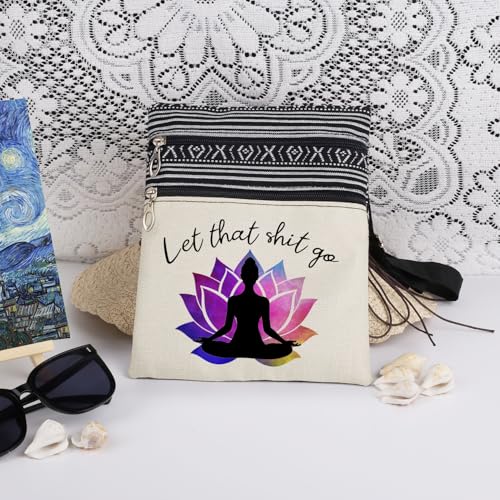 Yoga Meditation Print Crossbody Bag with Adjustable Strap Mystic Lotus Design for Women Messenger Bag Funny Zen Meditation Gift for Her Birthday Gift Stress Relief Holiday Present