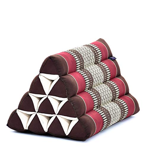 Leewadee Triangle Cushion – Comfortable Backrest for TV or Reading, Incline Pillow for Relaxing Made of Kapok, 20 x 13 x 13 inches, Brown Red - color: Sf19 - Red, Brown
