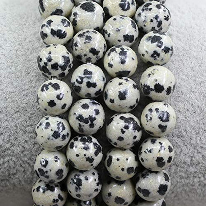 Amandastone Natural Gemstone 8mm Round Beads Stretch Bracelet 7 Inch - color: Dalmatian Jasper