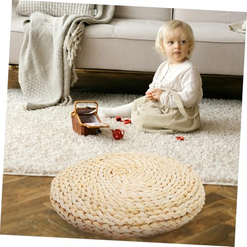 PRETYZOOM Handmade Woven Thickened Meditation Mat Corn Bran Seat Mat Yoga Bolster Pillow