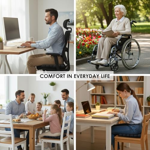 Inflatable Seat Cushion for Long Sitting – No External Pump Required (Inflates Using a Built-in air Valve), Adjustable Air Cushion for Office Chair, Airplane Travel, Car & Wheelchair
