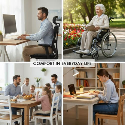 Inflatable Seat Cushion for Long Sitting – No External Pump Required (Inflates Using a Built-in air Valve), Adjustable Air Cushion for Office Chair, Airplane Travel, Car & Wheelchair