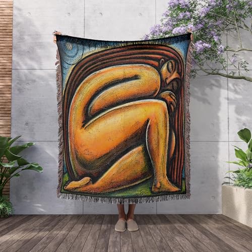 3dRose Moonlight Meditation Spiritual Women Woman Woven Blanket