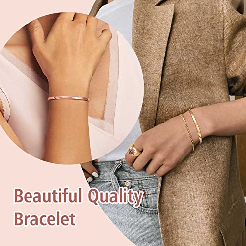 FindChic Elegant Herringbone Snake Chain Anklets/Bracelets 3MM/5MM Width Stainless Steel/18K Gold/Rose Gold Plated/Black 4 Color Options, 8.3'' 8.5'' 10.5'' Length, with Gift Box - color: B: 3mm 6.3'' bracelet (Stainless Steel)