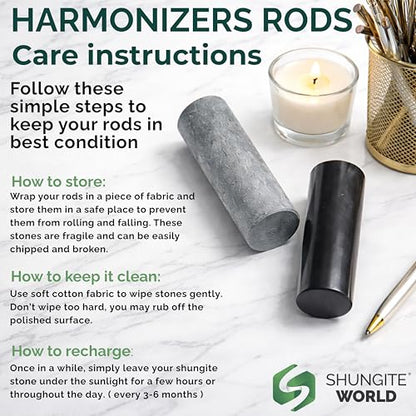 Shungite World 2 pcs Authentic Shungite and Soapstone Harmonizers Cylinders Set Chakra Healing Crystals for Grounding Shungite Stones for Meditation Magnetic Therapy Negative Energy Protection