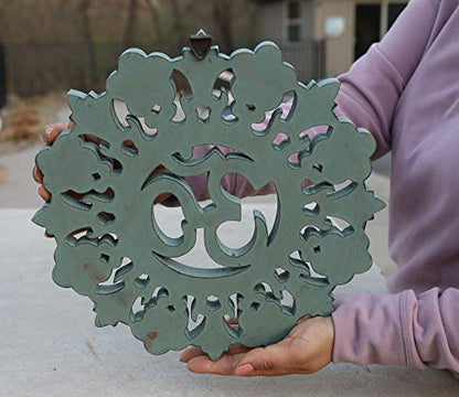 DharmaObjects Handcrafted Wooden Om Wall Decor Hanging Art (OM TURQUOISE) - color: OM TURQUOISE