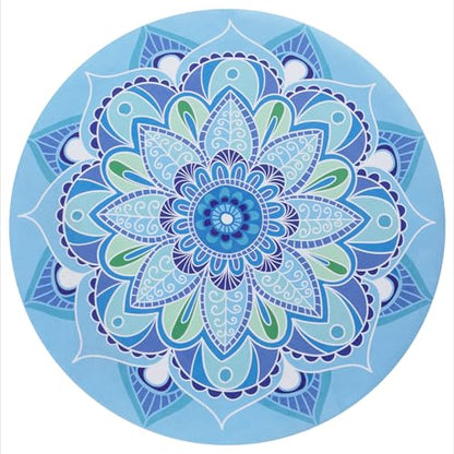 Navaris Round Yoga Mat - Compact Meditation Mat with Unique Pattern - For Yoga Skipping Pilates & Headstands - Includes Zipper Pouch - Small Jump Rope Mats Outdoor - Lotus