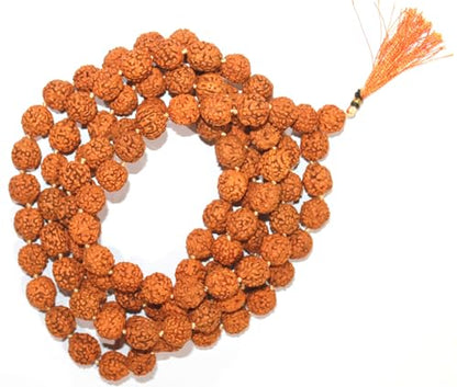 Natural Rudraksha Mala 108 Beads with Tassel & Matching Rudraksha Bracelet | Spiritual Prayer Meditation Japa Necklace for Yoga, Healing & Puja