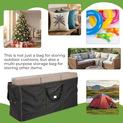 GARPROVM Extra Large Patio Cushion Storage Bag, 68"x20"x30" Outdoor Furniture Cushion Storage with Carry Handles, 420D Oxford Fabric Waterproof Storage Bag for Garden Cushions Christmas Tree
