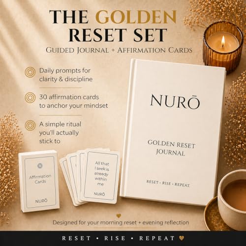 NURŌ Golden Reset Guided Journal + Affirmation Cards Set (White)