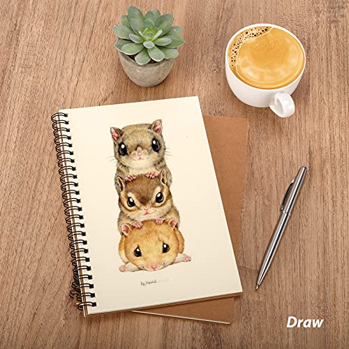7 Pack Blank Spiral Notebook, A5 Unlined Notebook, 100 Pages Journal Sketch Books 8.3"x 5.5" Soft Cover Kraft Diary Planner, 50 Sheets for School Travel Office (Brown)