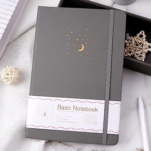 CAGIE Lined Journal Notebook for Work, Hardcover Notebook Journal with Pen Loop, A5 Notebook Journal Cover, Medium 5.7" x 8.3", (Gray Ruled), Gifts - color: 00 Pale Gray