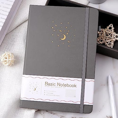 CAGIE Lined Journal Notebook for Work, Hardcover Notebook Journal with Pen Loop, A5 Notebook Journal Cover, Medium 5.7" x 8.3", (Gray Ruled), Gifts - color: 00 Pale Gray
