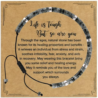 VIBILIA Get Well Gifts for Women, Inspirational Gifts Natural Stone Healing Bracelet, Thinking of You Encouragement Strength Bracelets for Women on Birthday Valentine's Day Easter Mother's Day - color: H. Hawk's Eye
