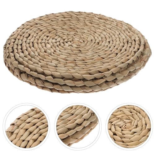Abaodam Woven Meditation Floor Mat Double-Layer 30x30cm Grass Seat Cushion Thick Japanese Style Sitting Pad for Zen Practice and Bedroom Floor Seating